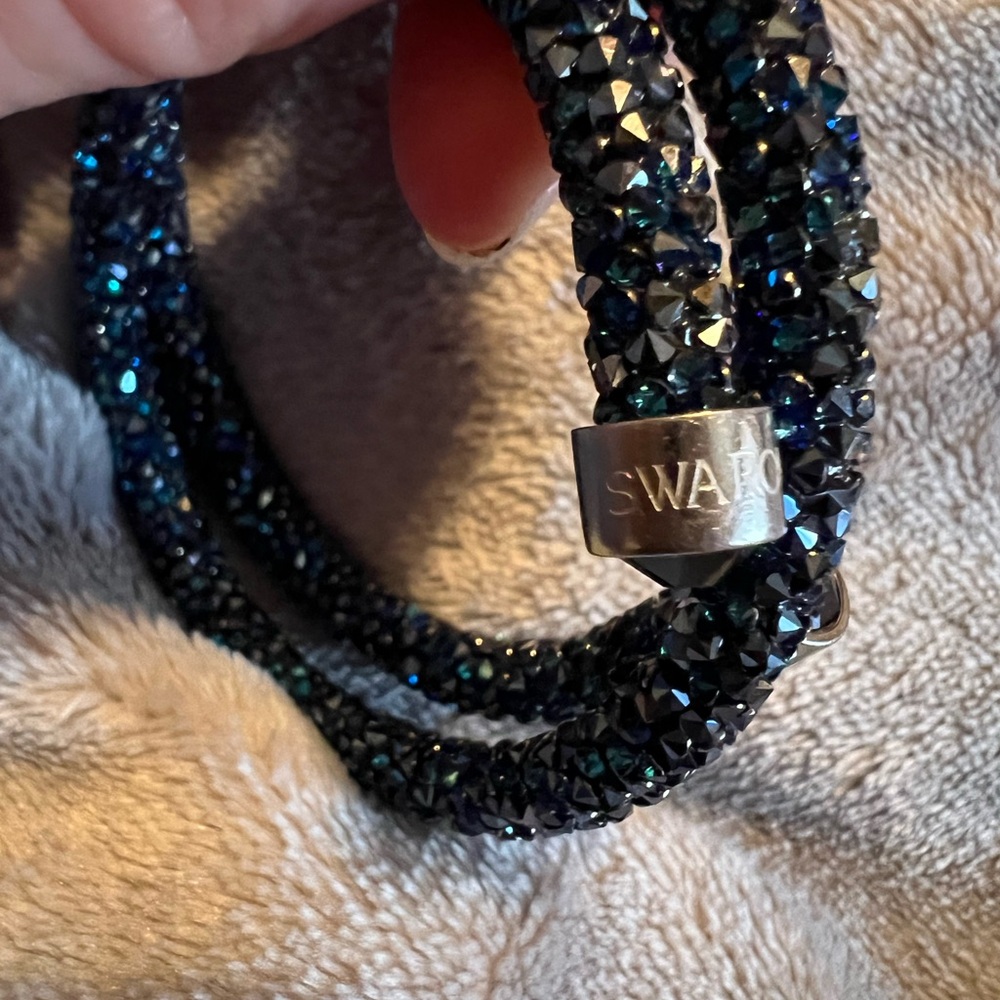 Swarovski Crystal Dust Encrusted Double Blue Tone Bracelet, excellent cond. - Picture 6 of 8